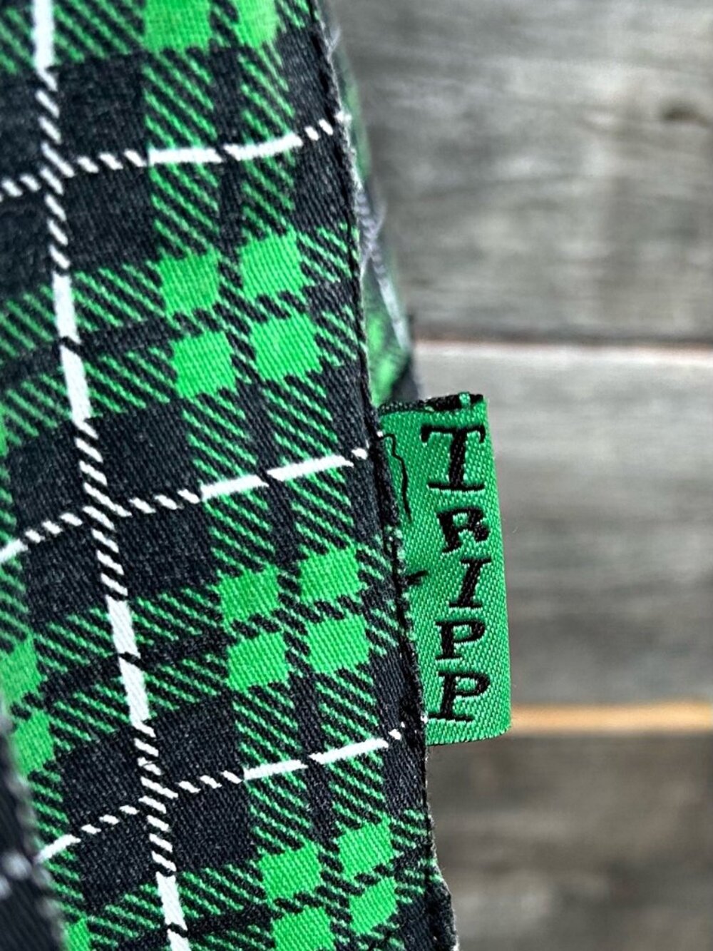 Vintage Y2K Tripp NYC Green Plaid Pleated Studded Chain Skull Punk Mini Skirt - Picture 5 of 8